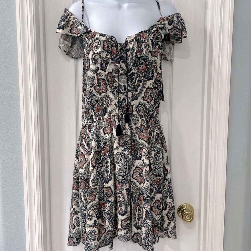 American Eagle Outfitters Blue and White Ruffled Mini Sundress